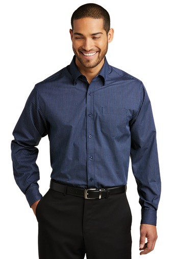Port Authority® Micro Tattersall(Plaid Pattern) Easy Care Shirt ...